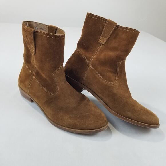 Rebecca Minkoff Boots Womens 7.5 Brown Suede Ankle Western Pull On Low Heel - Picture 2 of 10